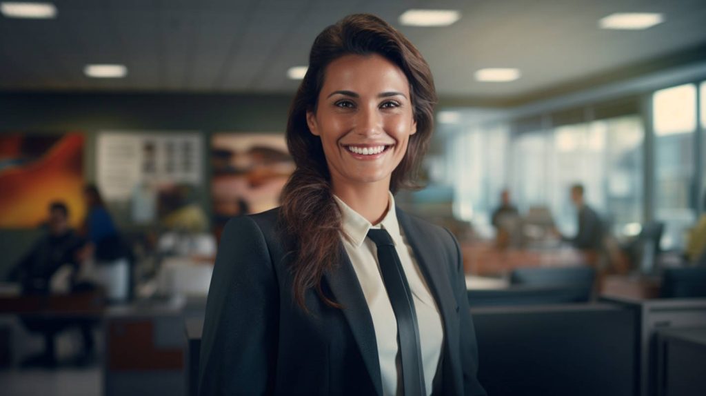 Donna in carriera sorridente
